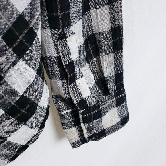 Free People Boho Western Plaid Shirt Womens XS Plaid Grunge Lace-Up Cut-Out - Picture 8 of 12